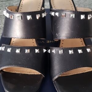 Adrienne Vittadini Black Studded Women's Sandals